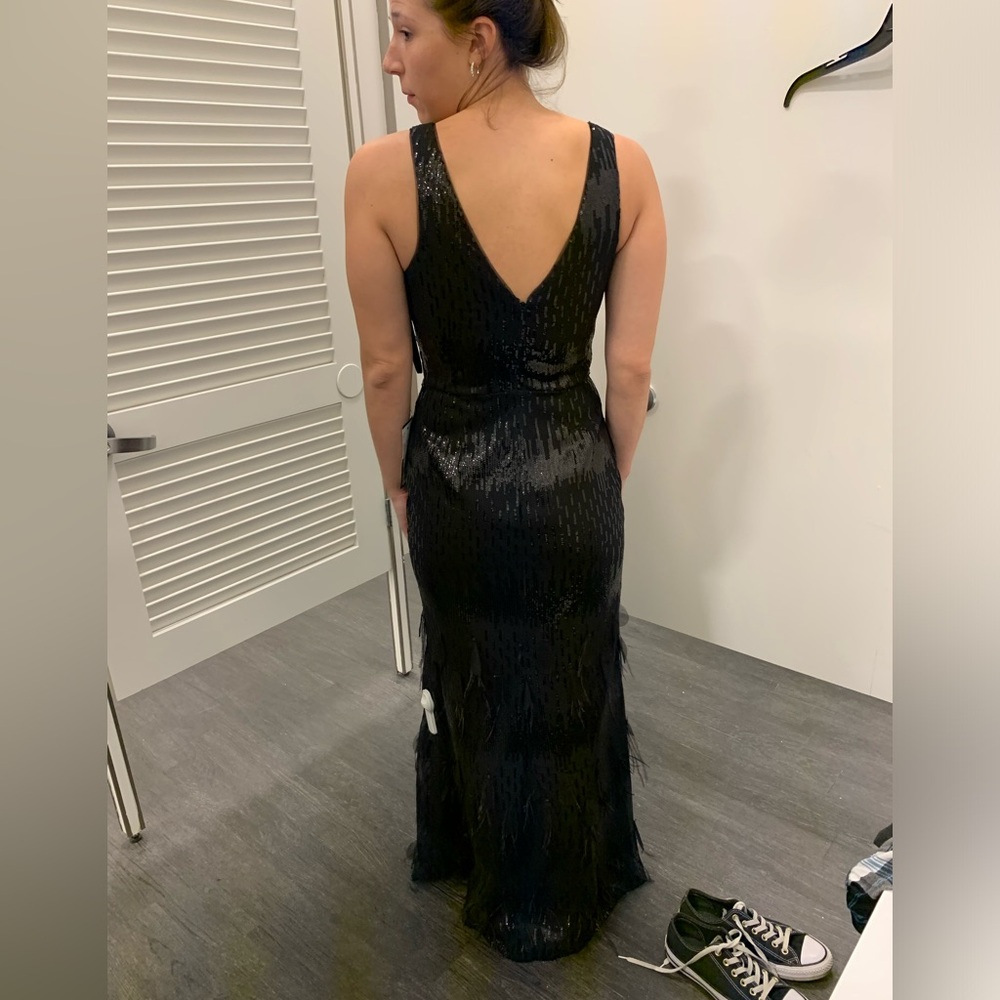 WORN ONCE - Black Plunge Sequin Dress - Picture 3 of 12